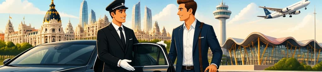 Servicio de traslado de lujo: de Madrid al aeropuerto Adolfo Suárez Madrid-Barajas (MAD) en coche de negocios.