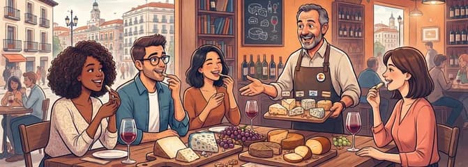 Degustación guiada de quesos españoles con maridaje de vinos en Madrid