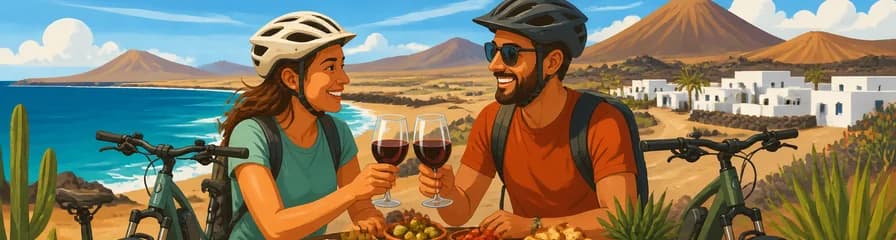 Un recorrido en bicicleta eléctrica por Fuerteventura, acompañado de cata de vinos y tapas