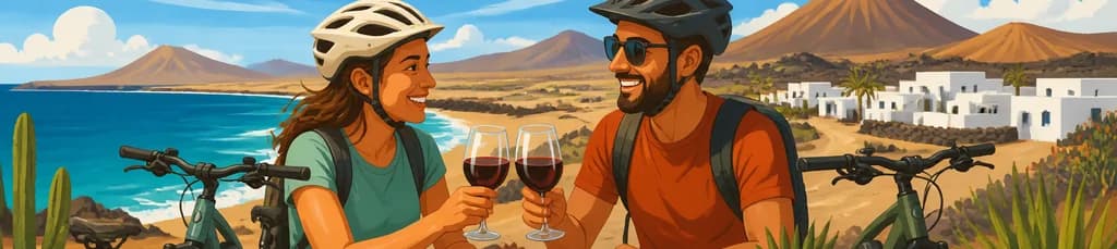 Un recorrido en bicicleta eléctrica por Fuerteventura, acompañado de cata de vinos y tapas
