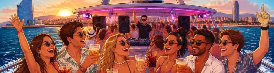 Fiesta en catamarán en Barcelona: 4 bebidas, DJ y entrada a discoteca de primer nivel