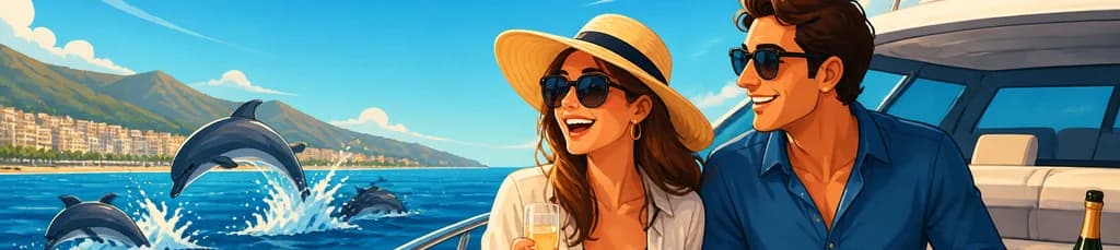 Excursión privada de dos horas en yate con bebidas y avistamiento de delfines desde Fuengirola