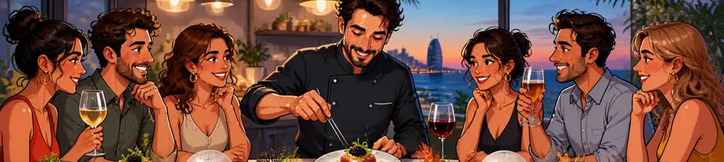 Experiencia culinaria de 9 platos: Fusión latinoamericana y española en Barcelona