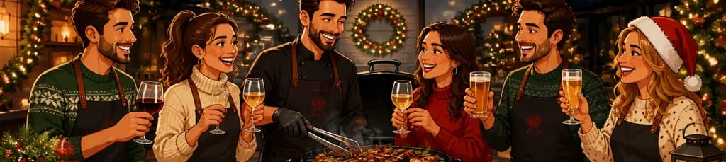 Celebración de barbacoa navideña para amigos en We Xperience by Weber, Madrid