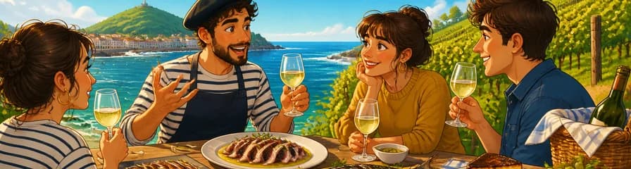 Experiencia culinaria de pescado fresco y vino txakoli en la costa vasca