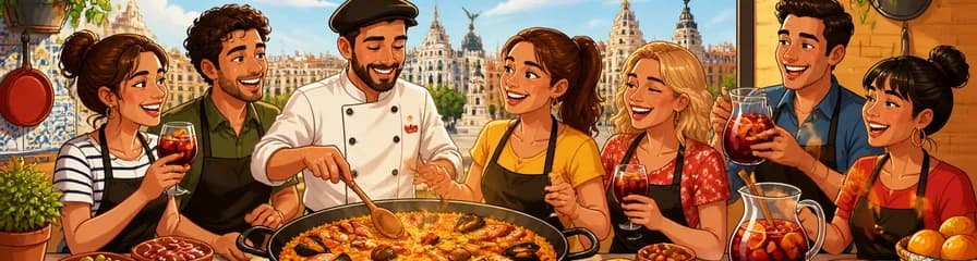 Taller de elaboración de paella con sangría sin límites en Madrid