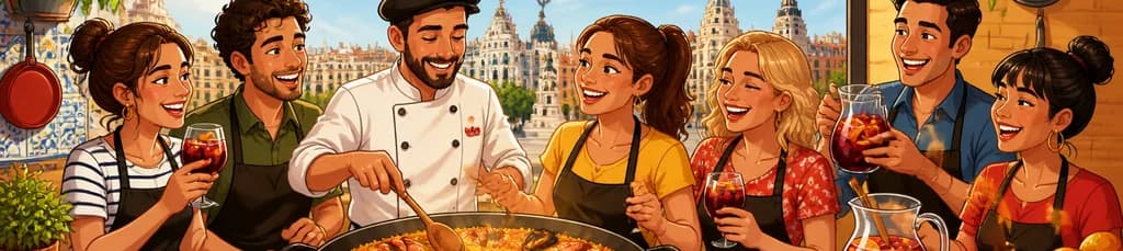 Taller de elaboración de paella con sangría sin límites en Madrid