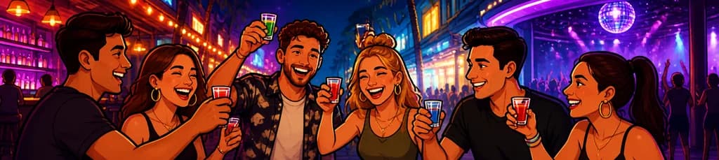 Recorrido Nocturno por Maspalomas: 3 Bares, 1 Club, Chupitos y Juegos Incluidos