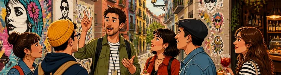 Recorrido por el vibrante arte callejero y las tapas auténticas de Malasaña, Madrid