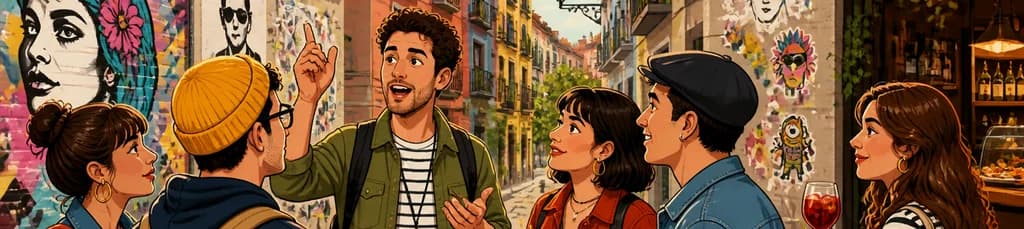 Recorrido por el vibrante arte callejero y las tapas auténticas de Malasaña, Madrid
