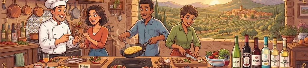 Clase de cocina de tapas españolas con maridaje de bebidas locales en Almoster, organizada por Cozymeal™