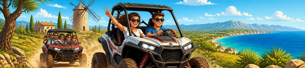 Aventura en buggy biplaza o cuatriplaza: tour off-road y on-road por Mallorca