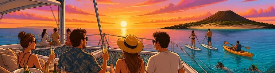Excursión de lujo al atardecer en catamarán a la Isla de Lobos