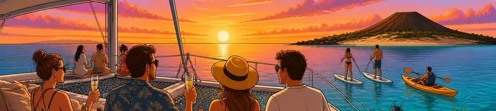 Excursión de lujo al atardecer en catamarán a la Isla de Lobos