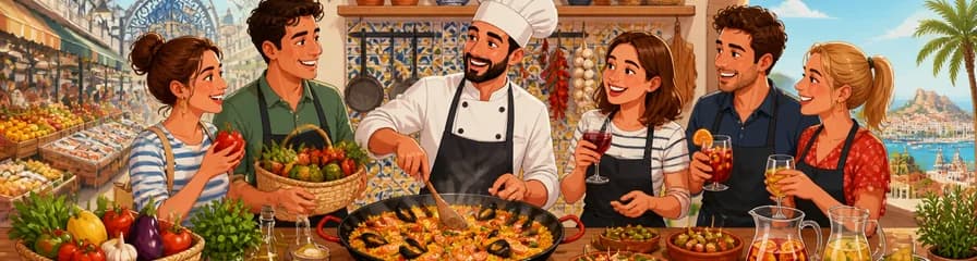 Taller culinario en Alicante: Paella, Tapas, Bebidas y visita al Mercado Central