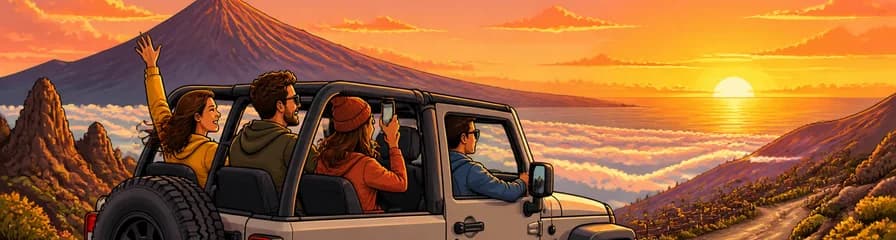 Aventura en jeep al atardecer: un recorrido desde el sur de Tenerife