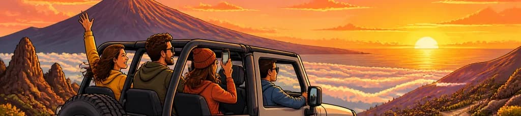 Aventura en jeep al atardecer: un recorrido desde el sur de Tenerife