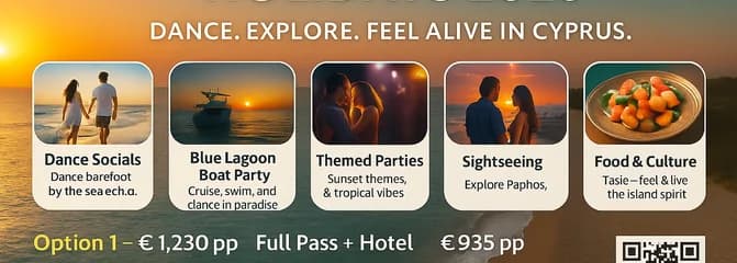 🌴 TROPICAL DANCE ESCAPE HOLIDAYS 2026 — CYPRUS ☀️ Dance • Discover • Connect in Paradise — 9th Edition