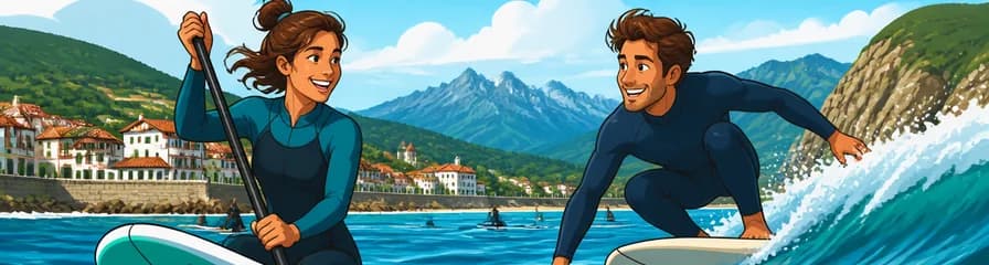 Aventura de paddle surf y surf en el País Vasco francés