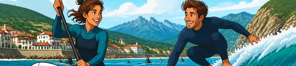Aventura de paddle surf y surf en el País Vasco francés