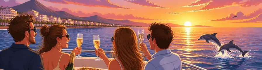 Travesía al atardecer en busca de delfines, con cava y aperitivo