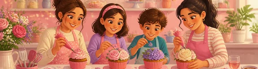 Taller de decoración de cupcakes con motivos florales en La Pastelera Rosa