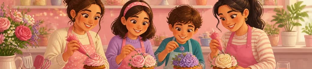 Taller de decoración de cupcakes con motivos florales en La Pastelera Rosa