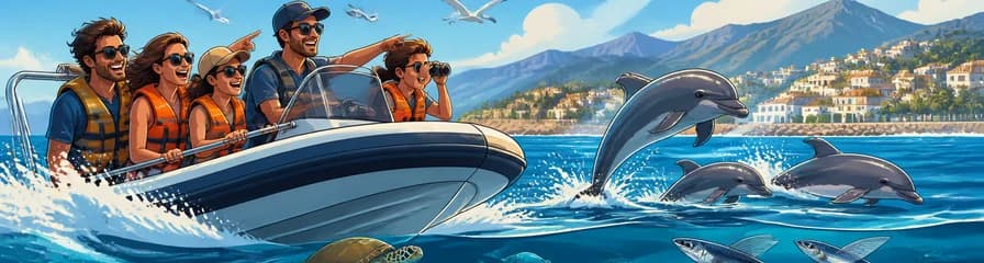Avistamiento de delfines en lancha rápida desde Marbella