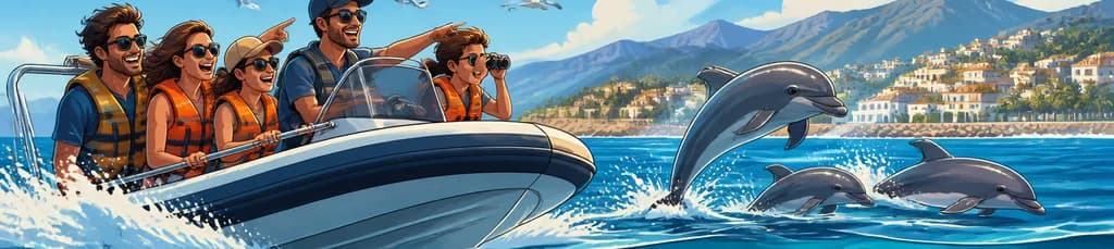 Avistamiento de delfines en lancha rápida desde Marbella