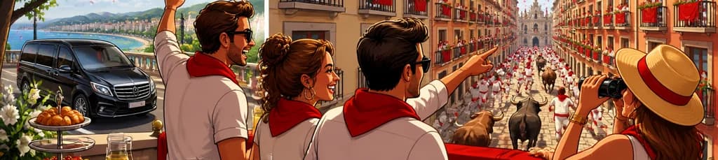 San Fermín VIP: Acceso Exclusivo a Balcón Privado con Traslado de Lujo desde San Sebastián