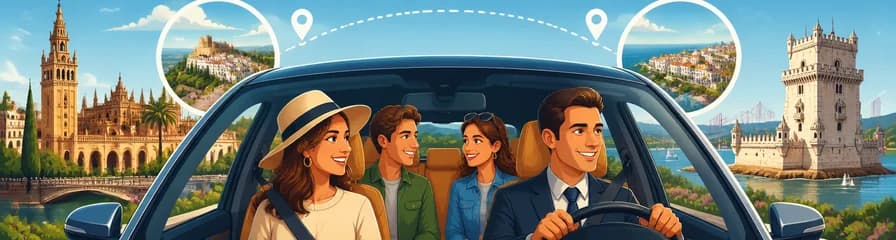 Viaje privado en coche de Sevilla a Lisboa, con dos horas dedicadas a paradas turísticas