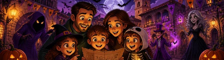Celebración familiar de Halloween con temática espeluznante en el Poble Espanyol de Barcelona