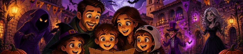 Celebración familiar de Halloween con temática espeluznante en el Poble Espanyol de Barcelona