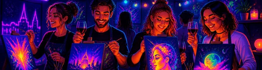 Neón Art&Wine: taller de pintura flúor de dos horas con vino y picoteo