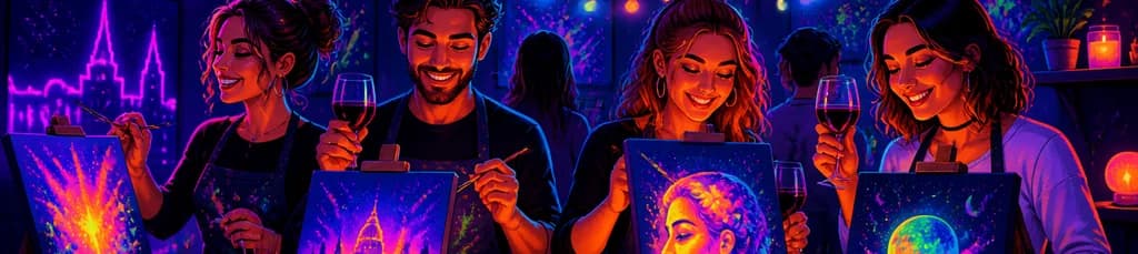 Neón Art&Wine: taller de pintura flúor de dos horas con vino y picoteo