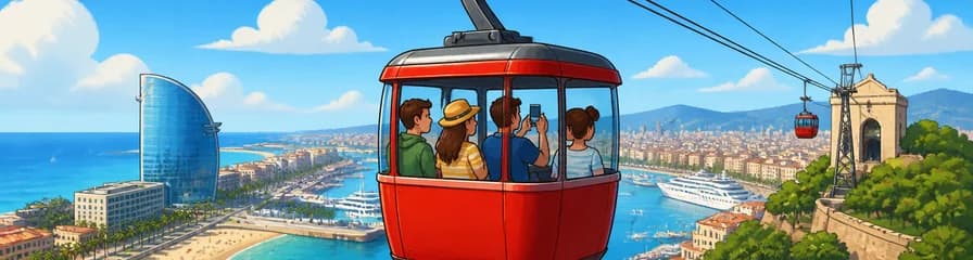 Viaje de ida y vuelta en el Teleférico del Puerto de Barcelona desde la playa de la Barceloneta