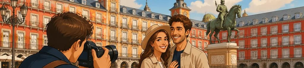 Sesión fotográfica profesional "Elegancia Atemporal" en la Plaza Mayor