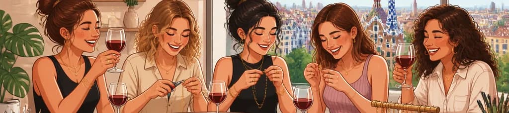 Experiencia creativa de diseño de joyas con vino ilimitado en Barcelona