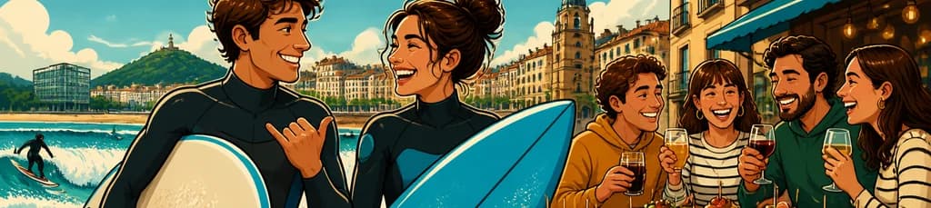 Experiencia de Surf y Recorrido Gastronómico de Pintxos en San Sebastián