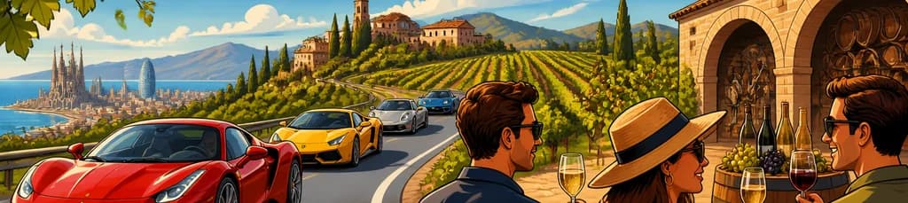 Viaje de cuatro horas en supercoche desde Barcelona a una bodega catalana