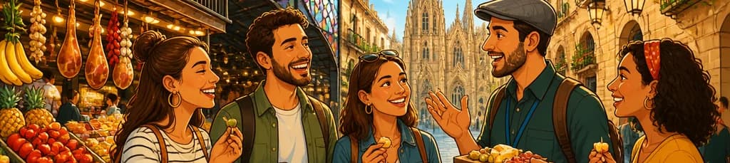 Experiencia culinaria por las calles de Barcelona con visita a un mercado local