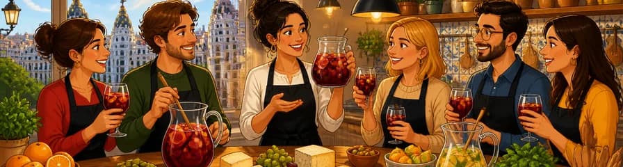 Clase práctica de sangría y cata de quesos locales en Madrid