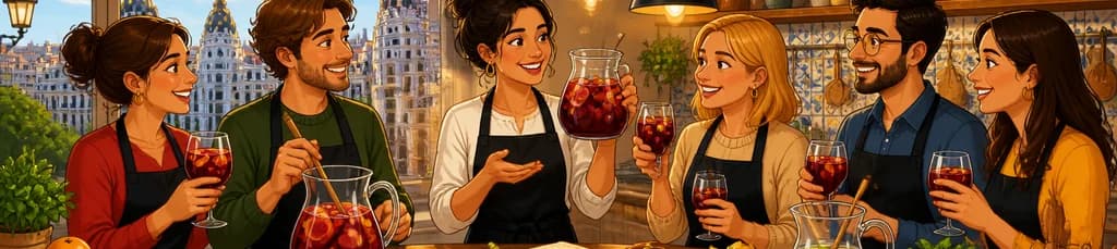 Clase práctica de sangría y cata de quesos locales en Madrid