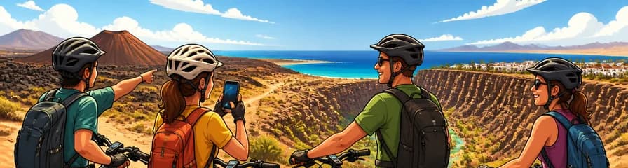 Recorrido en bicicleta eléctrica por el Barranco en Corralejo, al norte de Fuerteventura