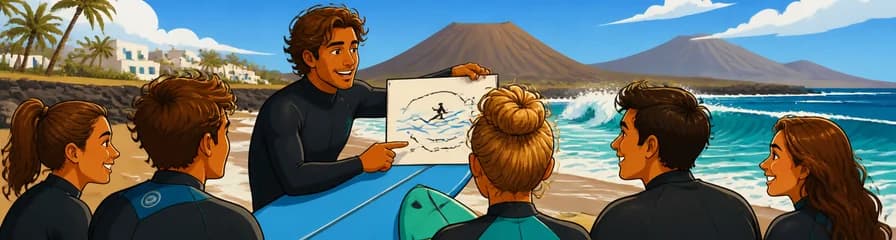 Sesiones de surf en Famara de 9:15 a 14:30h (cuatro horas de enseñanza)