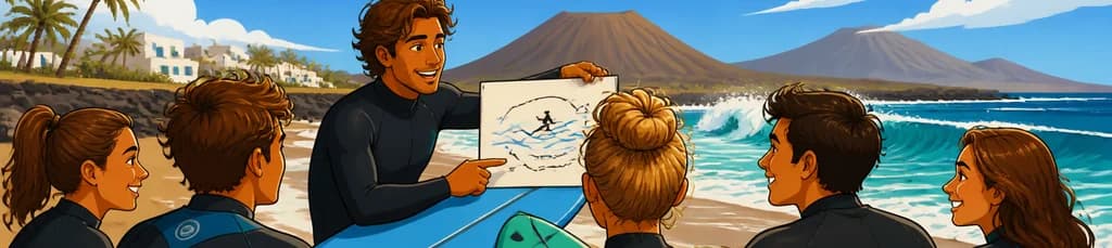 Sesiones de surf en Famara de 9:15 a 14:30h (cuatro horas de enseñanza)