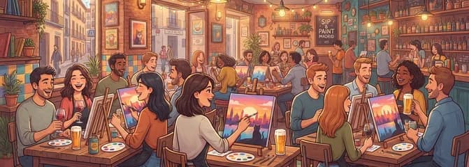 Taller de Sip & Paint en Malasaña, Madrid: Bebidas, Arte y Conexiones