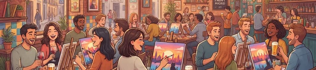 Taller de Sip & Paint en Malasaña, Madrid: Bebidas, Arte y Conexiones