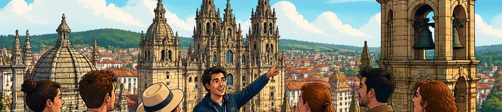 Recorrido por la Catedral de Santiago, incluyendo tejados y torre