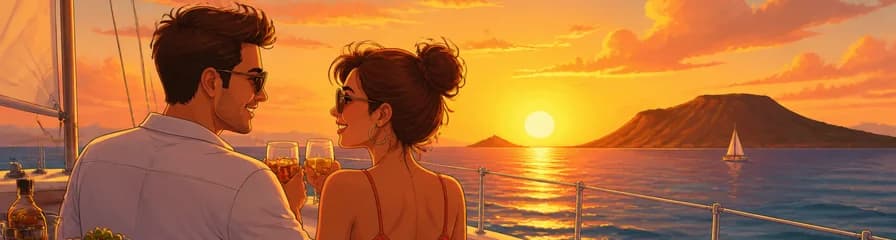 Travesía privada en velero para dos al ocaso desde Corralejo